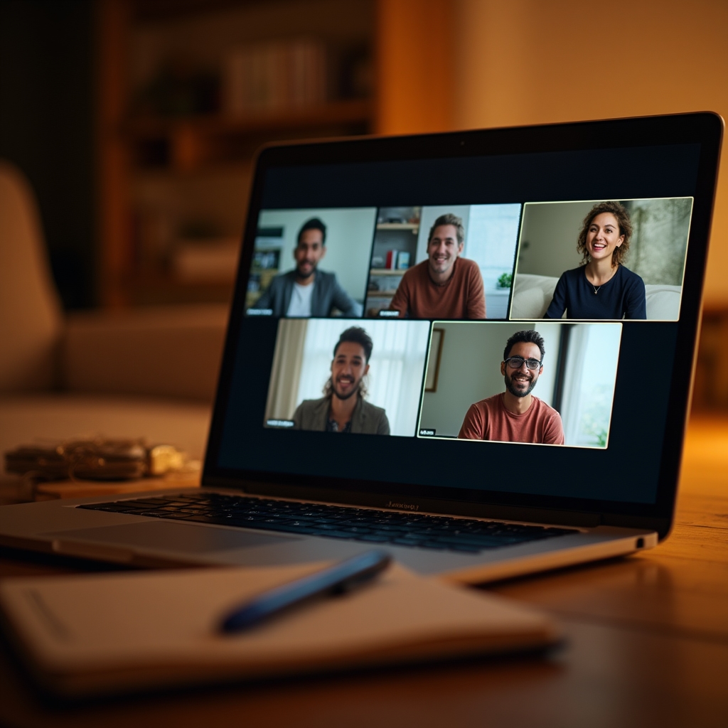 Online-Webinar-Session mit aktiver Teilnehmergruppe auf dem Bildschirm